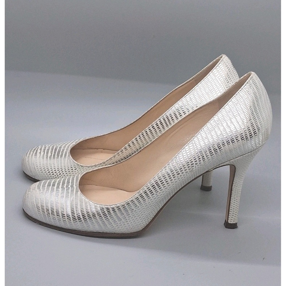 Kate Spade Karolina Heels 6B Textured Metallic Silver Pump Cocktail Italy Made